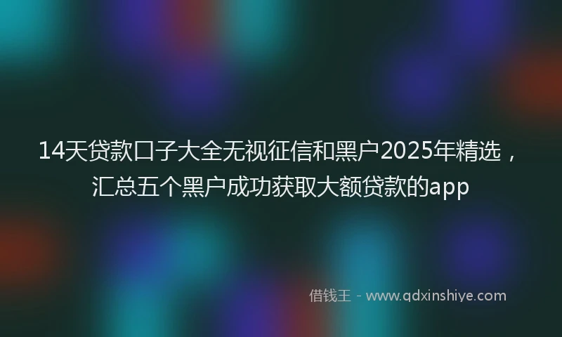 14天贷款口子大全无视征信和黑户2025年精选，汇总五个黑户成功获取大额贷款的app