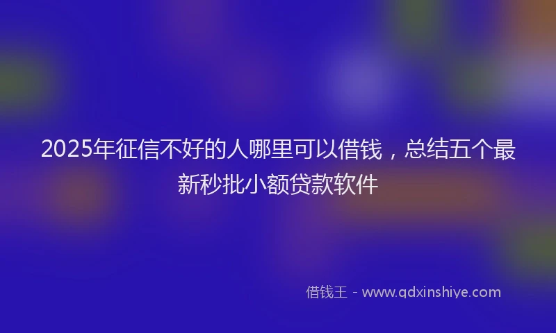 2025年征信不好的人哪里可以借钱，总结五个最新秒批小额贷款软件