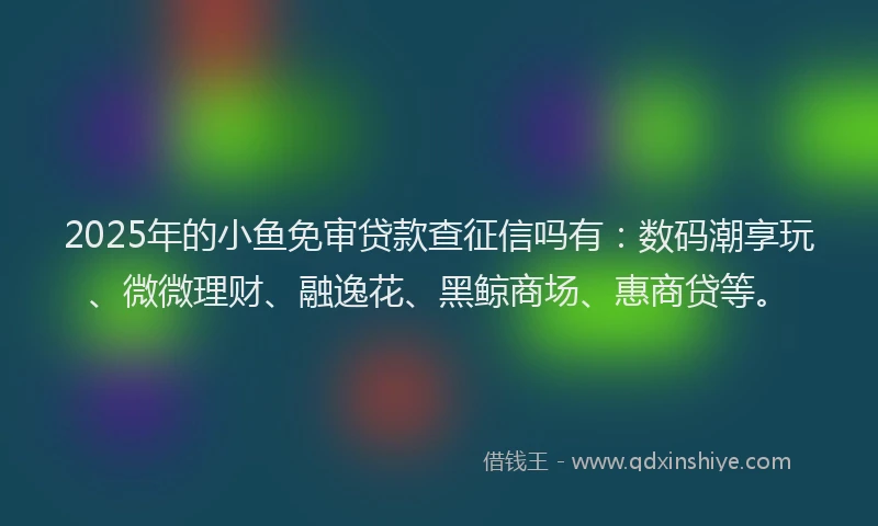 2025年的小鱼免审贷款查征信吗有：数码潮享玩、微微理财、融逸花、黑鲸商场、惠商贷等。