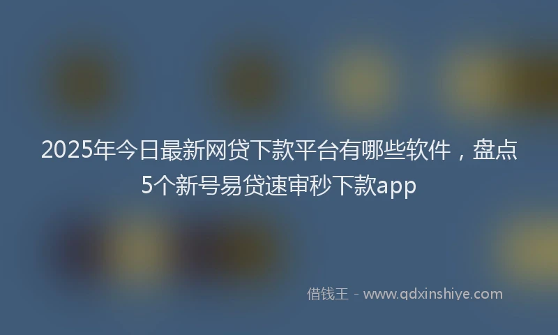 2025年今日最新网贷下款平台有哪些软件，盘点5个新号易贷速审秒下款app