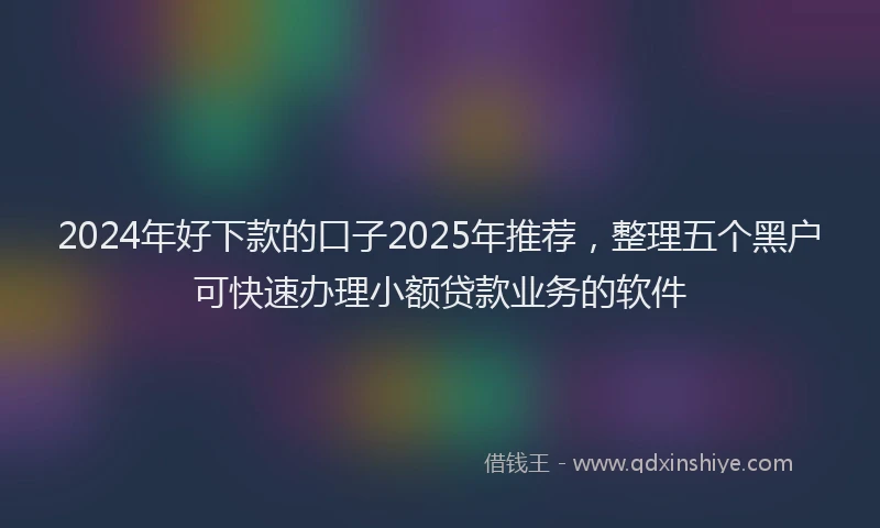 2024年好下款的口子2025年推荐，整理五个黑户可快速办理小额贷款业务的软件
