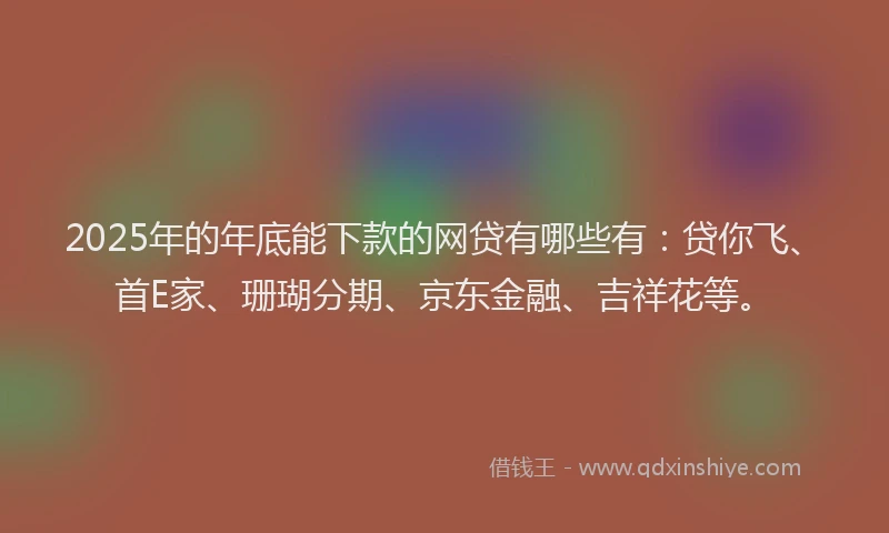 2025年的年底能下款的网贷有哪些有：贷你飞、首E家、珊瑚分期、京东金融、吉祥花等。