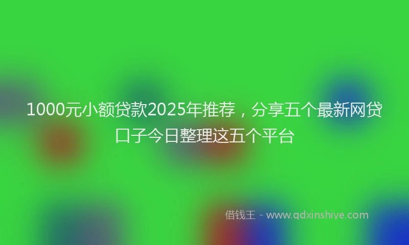 1000元小额贷款2025年推荐，分享五个最新网贷口子今日整理这五个平台