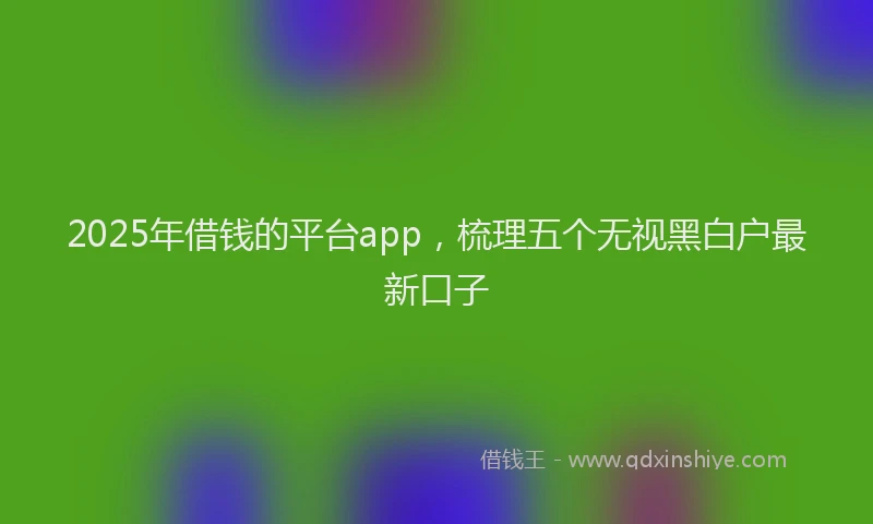 2025年借钱的平台app，梳理五个无视黑白户最新口子