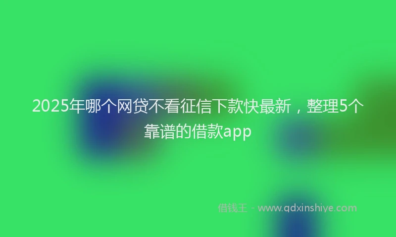 2025年哪个网贷不看征信下款快最新，整理5个靠谱的借款app