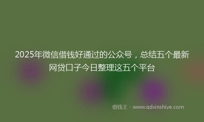 2025年微信借钱好通过的公众号，总结五个最新网贷口子今日整理这五个平台