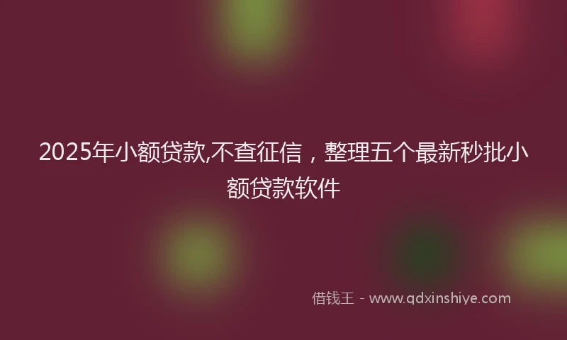 2025年小额贷款,不查征信，整理五个最新秒批小额贷款软件