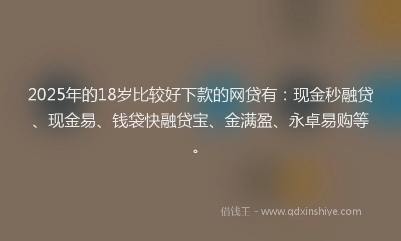 2025年的18岁比较好下款的网贷有：现金秒融贷、现金易、钱袋快融贷宝、金满盈、永卓易购等。
