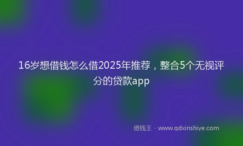 16岁想借钱怎么借2025年推荐，整合5个无视评分的贷款app