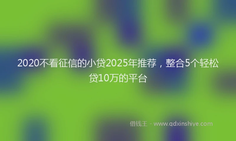 2020不看征信的小贷2025年推荐，整合5个轻松贷10万的平台