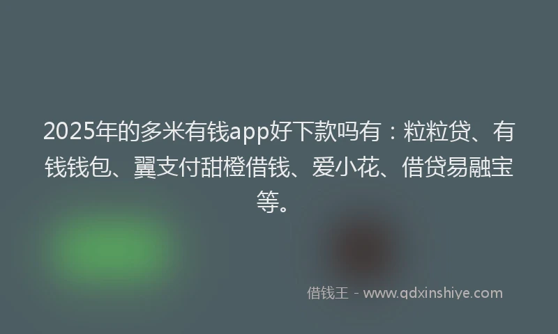 2025年的多米有钱app好下款吗有：粒粒贷、有钱钱包、翼支付甜橙借钱、爱小花、借贷易融宝等。