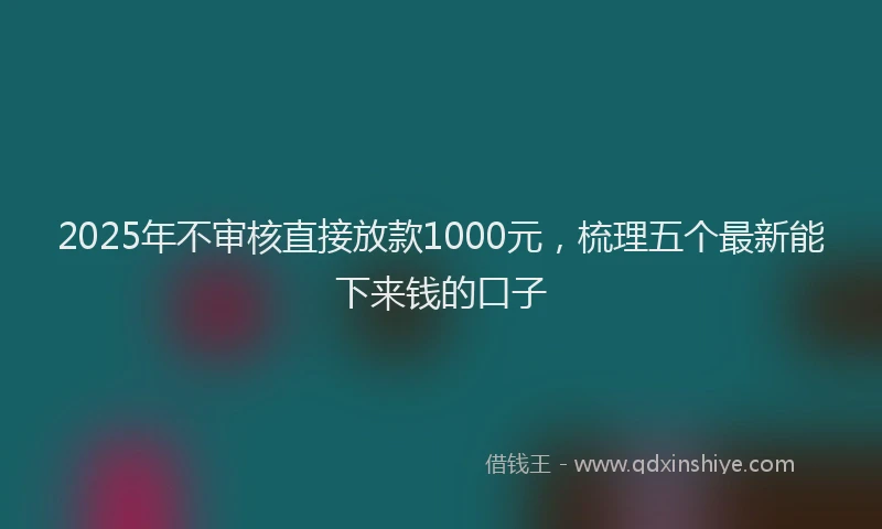 2025年不审核直接放款1000元，梳理五个最新能下来钱的口子