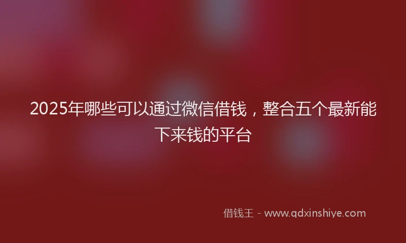 2025年哪些可以通过微信借钱，整合五个最新能下来钱的平台