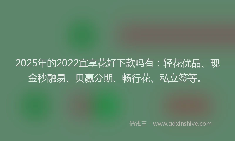2025年的2022宜享花好下款吗有：轻花优品、现金秒融易、贝赢分期、畅行花、私立签等。