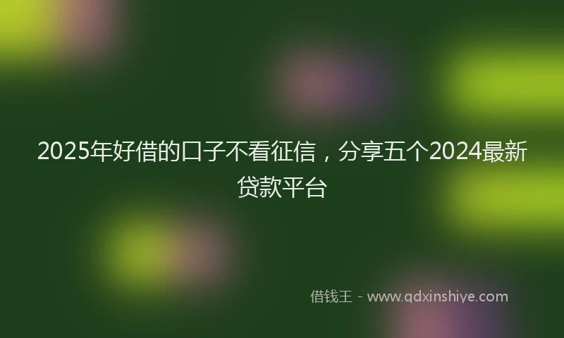 2025年好借的口子不看征信，分享五个2024最新贷款平台