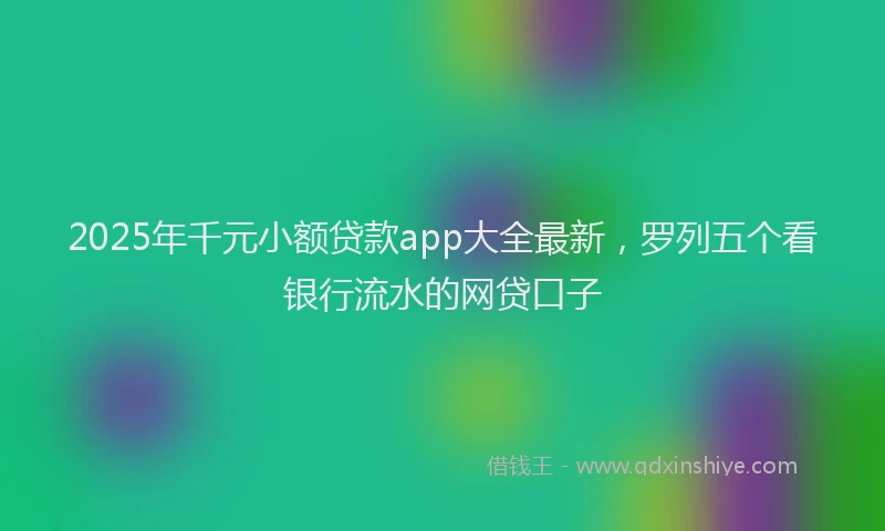 2025年千元小额贷款app大全最新，罗列五个看银行流水的网贷口子