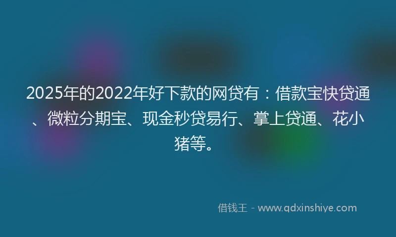 2025年的2022年好下款的网贷有：借款宝快贷通、微粒分期宝、现金秒贷易行、掌上贷通、花小猪等。