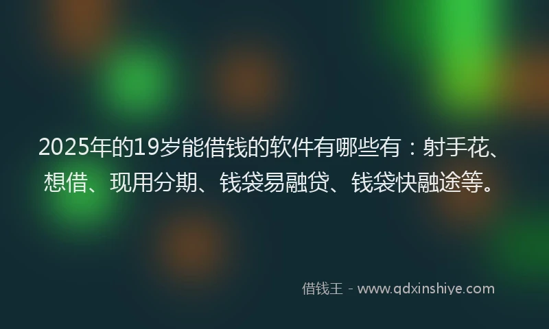 2025年的19岁能借钱的软件有哪些有：射手花、想借、现用分期、钱袋易融贷、钱袋快融途等。