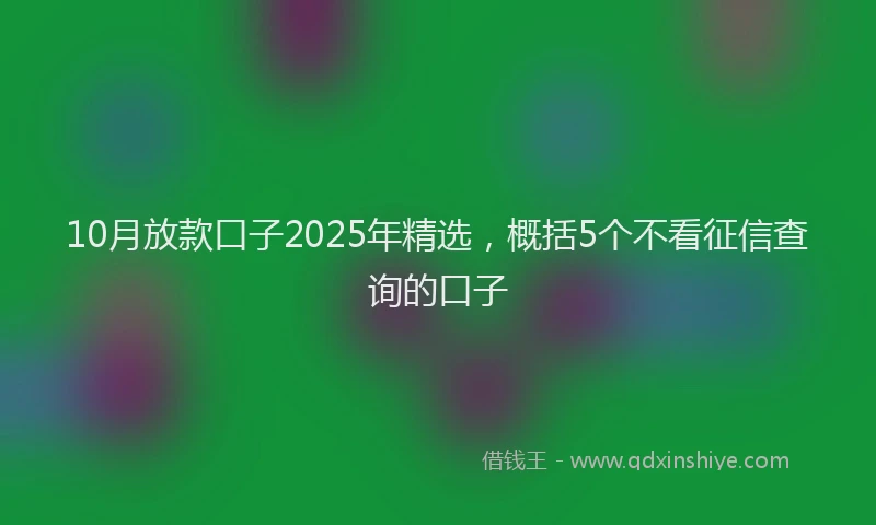 10月放款口子2025年精选，概括5个不看征信查询的口子