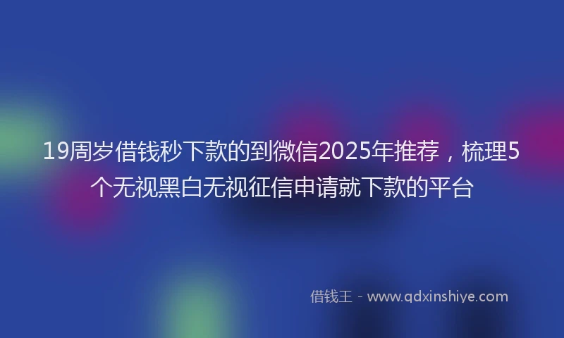 19周岁借钱秒下款的到微信2025年推荐，梳理5个无视黑白无视征信申请就下款的平台
