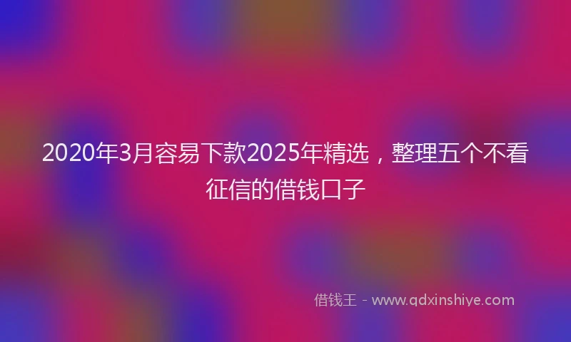 2020年3月容易下款2025年精选，整理五个不看征信的借钱口子