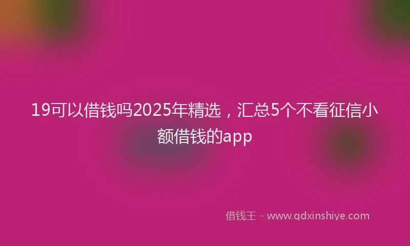 19可以借钱吗2025年精选，汇总5个不看征信小额借钱的app