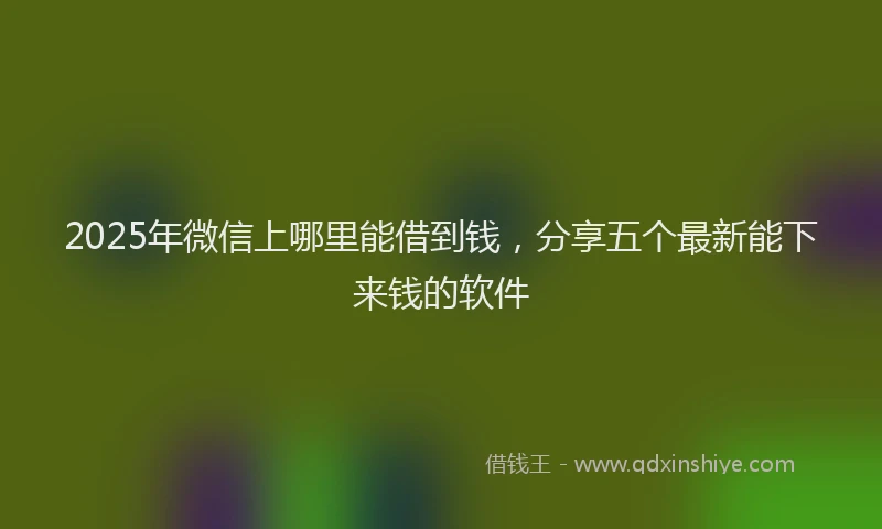 2025年微信上哪里能借到钱，分享五个最新能下来钱的软件