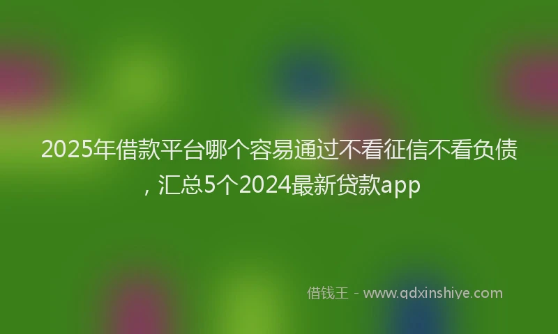 2025年借款平台哪个容易通过不看征信不看负债，汇总5个2024最新贷款app