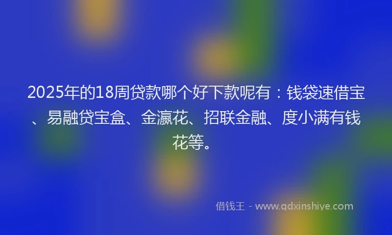 2025年的18周贷款哪个好下款呢有：钱袋速借宝、易融贷宝盒、金瀛花、招联金融、度小满有钱花等。