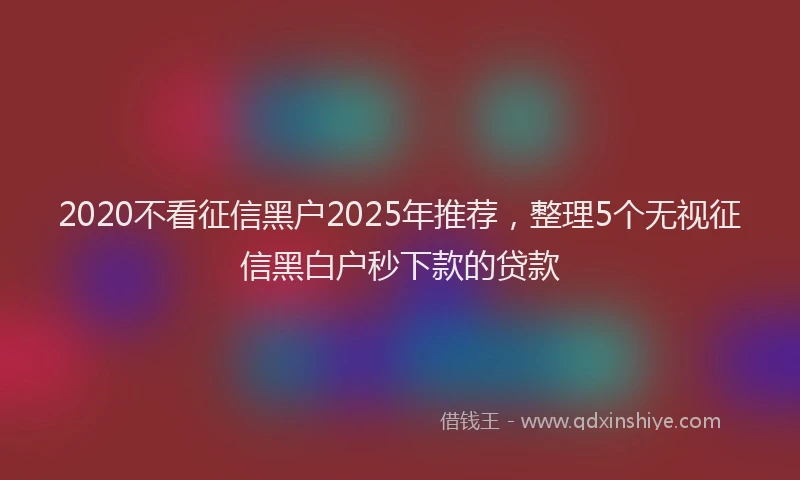 2020不看征信黑户2025年推荐，整理5个无视征信黑白户秒下款的贷款