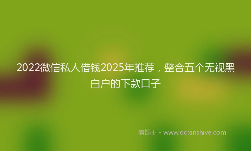 2022微信私人借钱2025年推荐，整合五个无视黑白户的下款口子