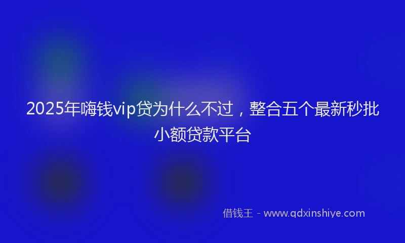 2025年嗨钱vip贷为什么不过，整合五个最新秒批小额贷款平台