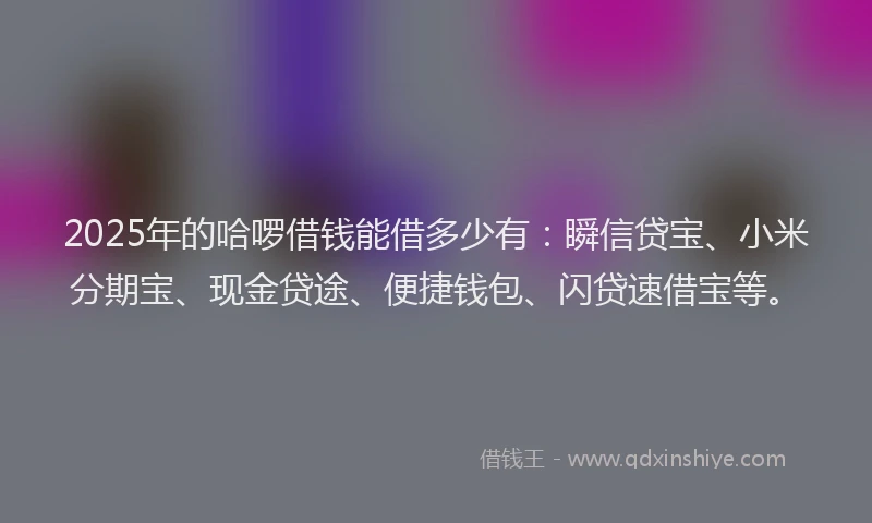 2025年的哈啰借钱能借多少有：瞬信贷宝、小米分期宝、现金贷途、便捷钱包、闪贷速借宝等。