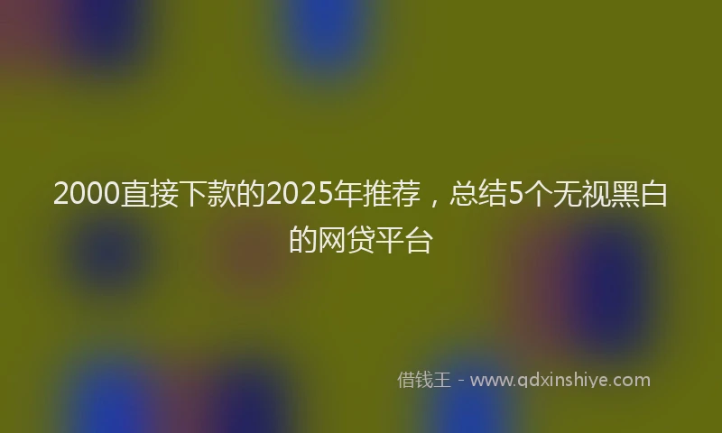 2000直接下款的2025年推荐，总结5个无视黑白的网贷平台