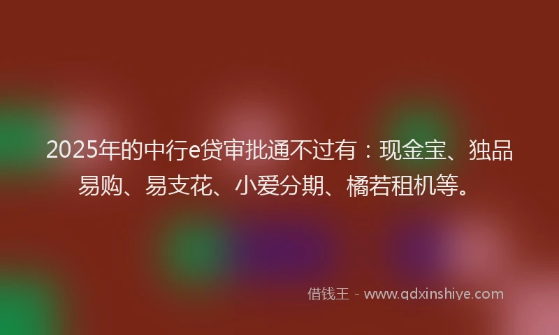 2025年的中行e贷审批通不过有：现金宝、独品易购、易支花、小爱分期、橘若租机等。