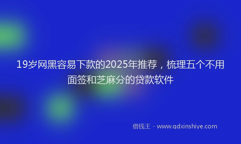 19岁网黑容易下款的2025年推荐，梳理五个不用面签和芝麻分的贷款软件