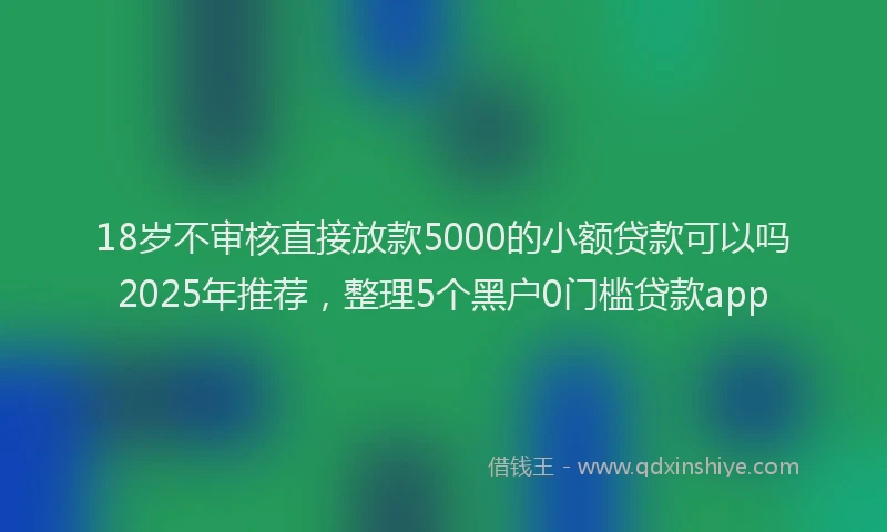 18岁不审核直接放款5000的小额贷款可以吗2025年推荐，整理5个黑户0门槛贷款app