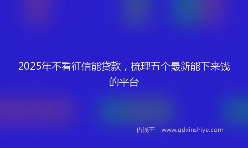 2025年不看征信能贷款，梳理五个最新能下来钱的平台