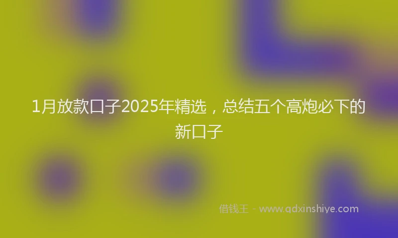 1月放款口子2025年精选，总结五个高炮必下的新口子