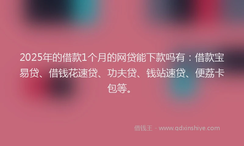 2025年的借款1个月的网贷能下款吗有：借款宝易贷、借钱花速贷、功夫贷、钱站速贷、便荔卡包等。