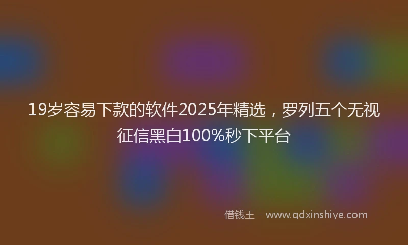 19岁容易下款的软件2025年精选，罗列五个无视征信黑白100%秒下平台