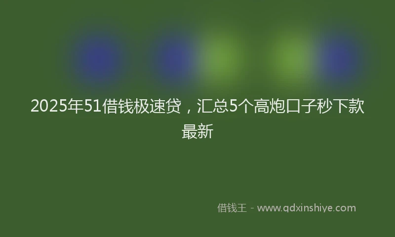 2025年51借钱极速贷，汇总5个高炮口子秒下款最新