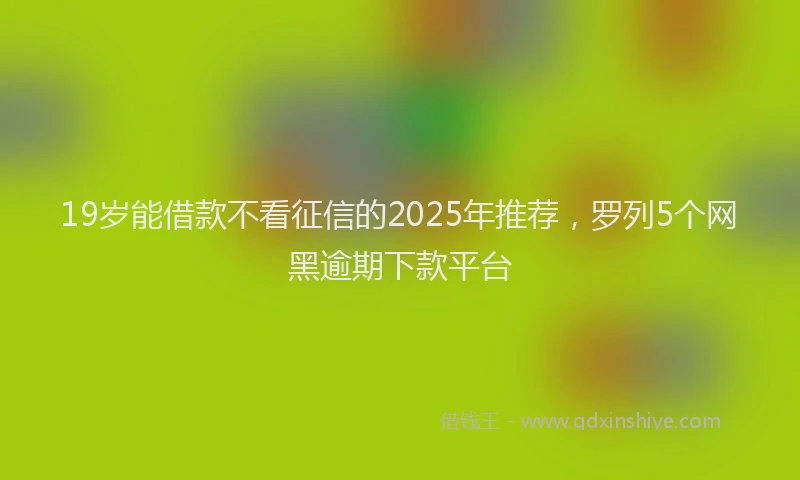19岁能借款不看征信的2025年推荐，罗列5个网黑逾期下款平台
