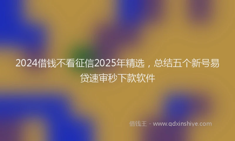 2024借钱不看征信2025年精选，总结五个新号易贷速审秒下款软件