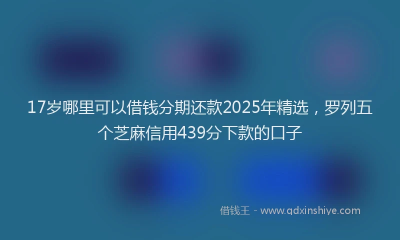 17岁哪里可以借钱分期还款2025年精选，罗列五个芝麻信用439分下款的口子