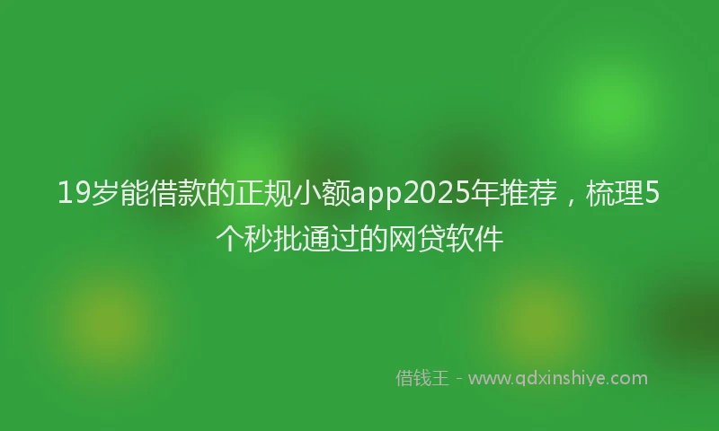 19岁能借款的正规小额app2025年推荐，梳理5个秒批通过的网贷软件