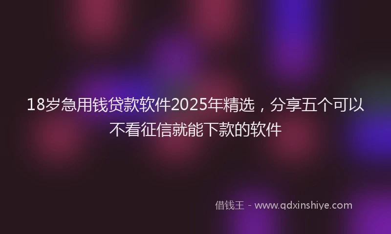 18岁急用钱贷款软件2025年精选，分享五个可以不看征信就能下款的软件