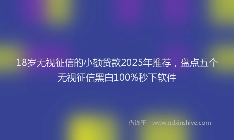 18岁无视征信的小额贷款2025年推荐，盘点五个无视征信黑白100%秒下软件