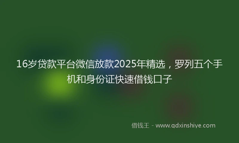 16岁贷款平台微信放款2025年精选，罗列五个手机和身份证快速借钱口子