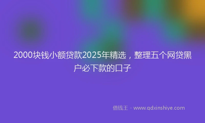 2000块钱小额贷款2025年精选，整理五个网贷黑户必下款的口子